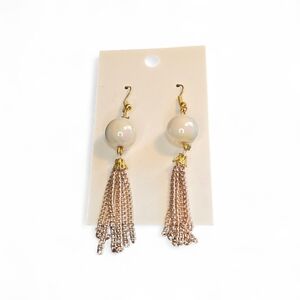 Unlisted Gold and Cream Dangle Earrings